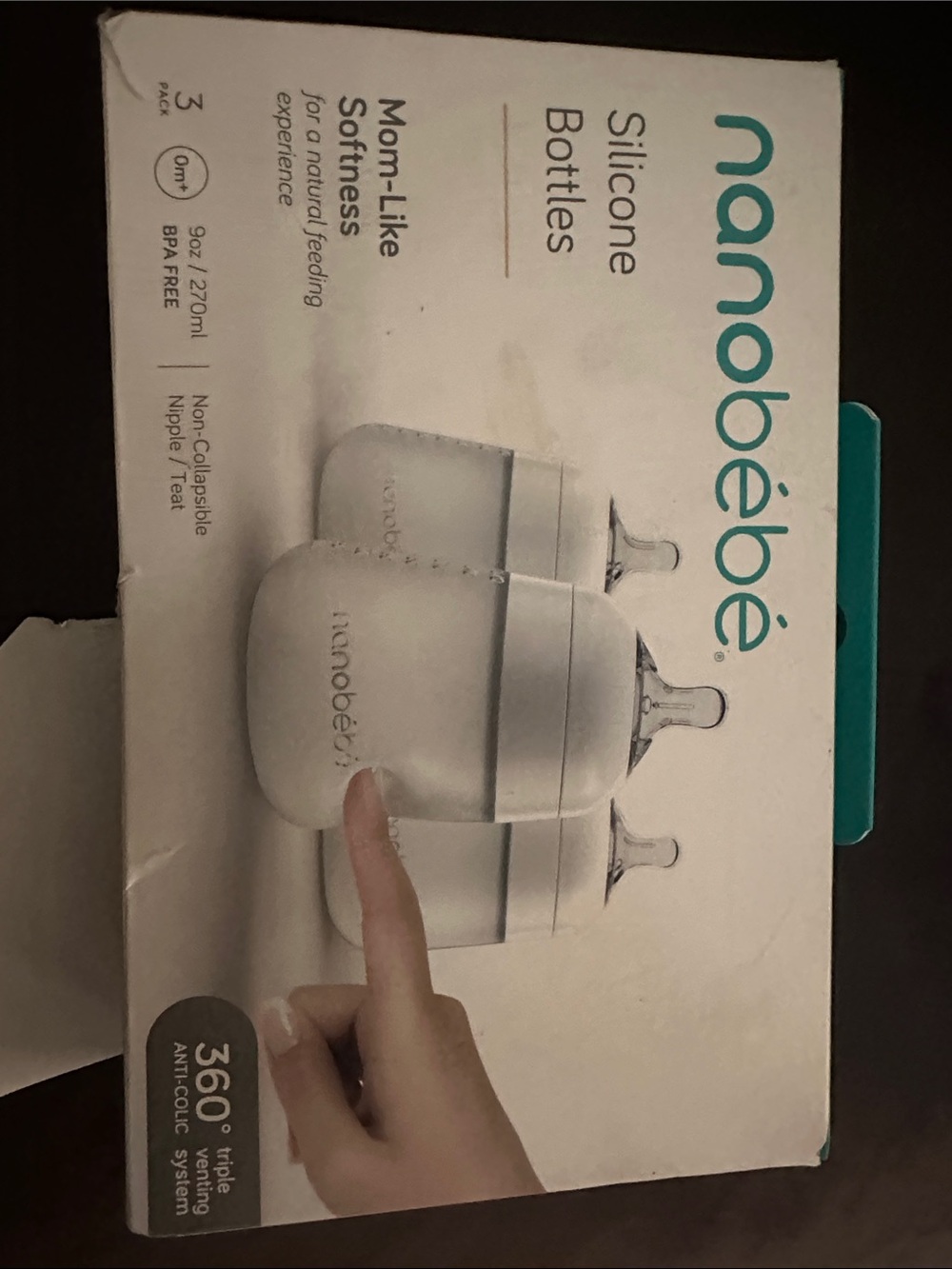 nanobébé Silicone Baby Bottles - White (3 Pack)